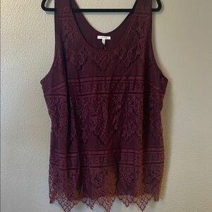 Lace Burgundy Sleeveless Top